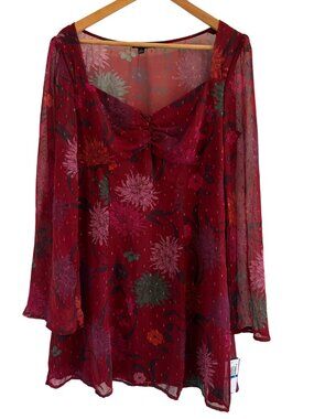 Seni & Cade mini floral dress with long bell sleeves